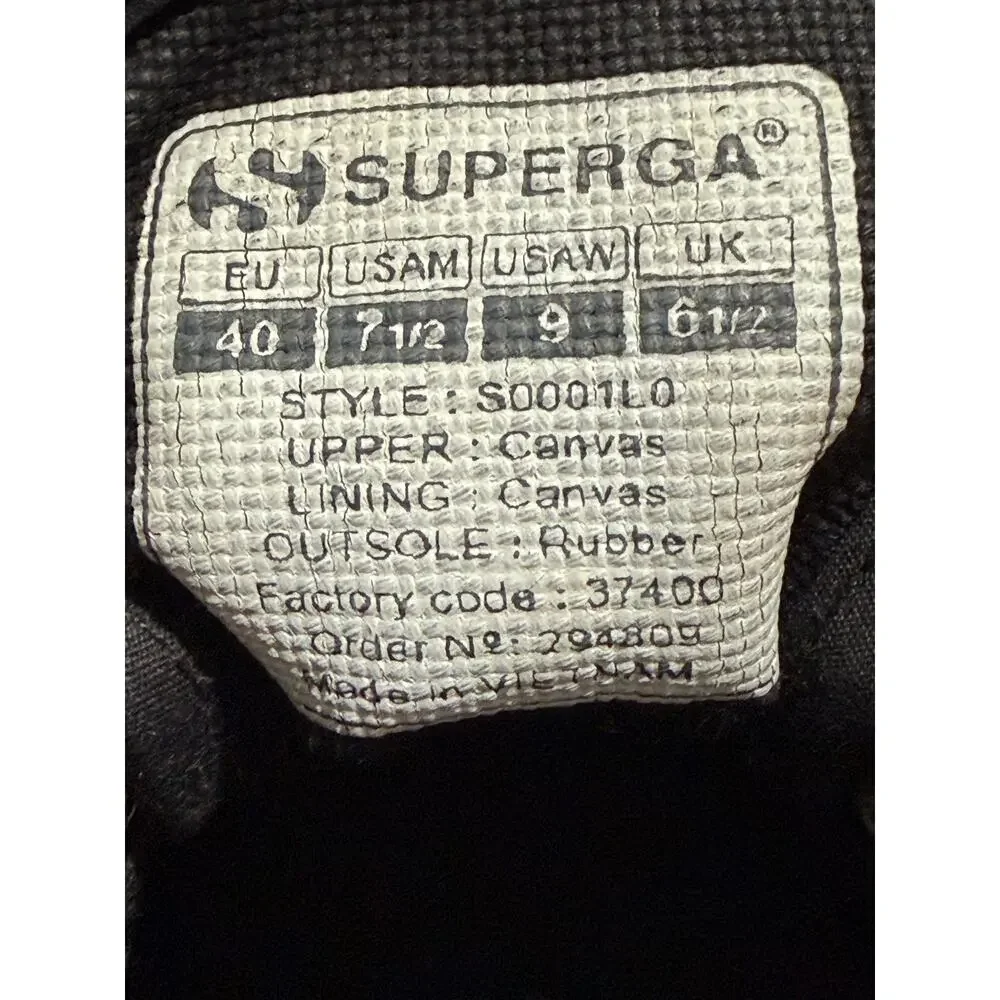 Superga Platform Sneakers Shoes Canvas Rubber Womens 9 EU 40 S0001L0 Black White